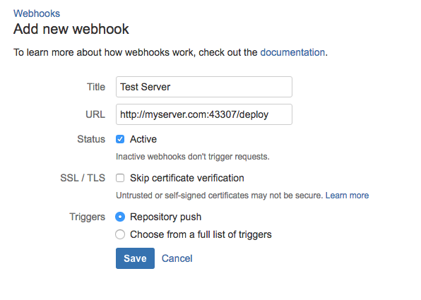 New webhook