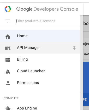 API Manager in sidebar