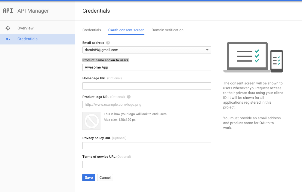 OAuth consent screen