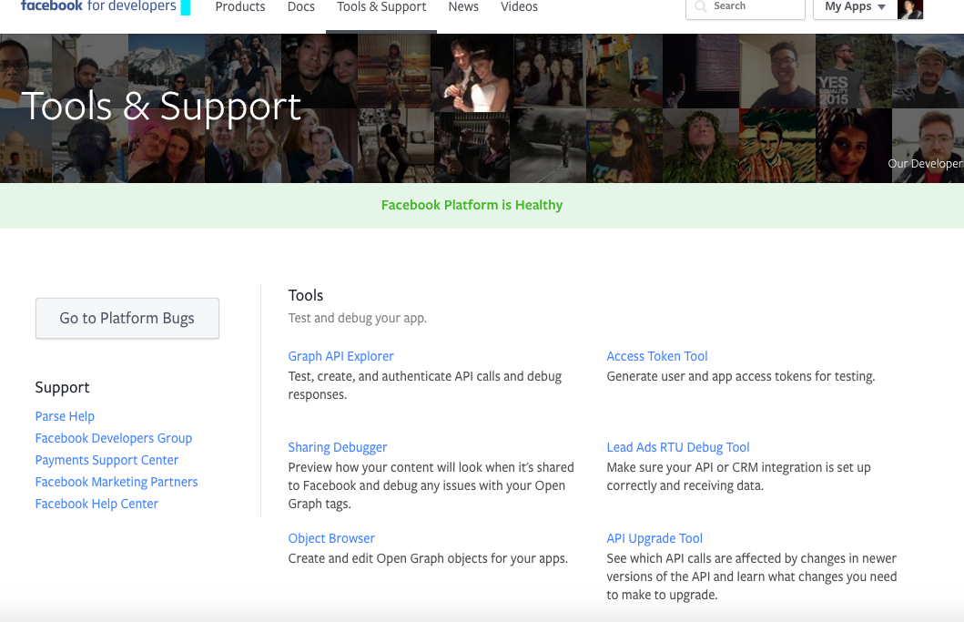 Facebook Tools and Support